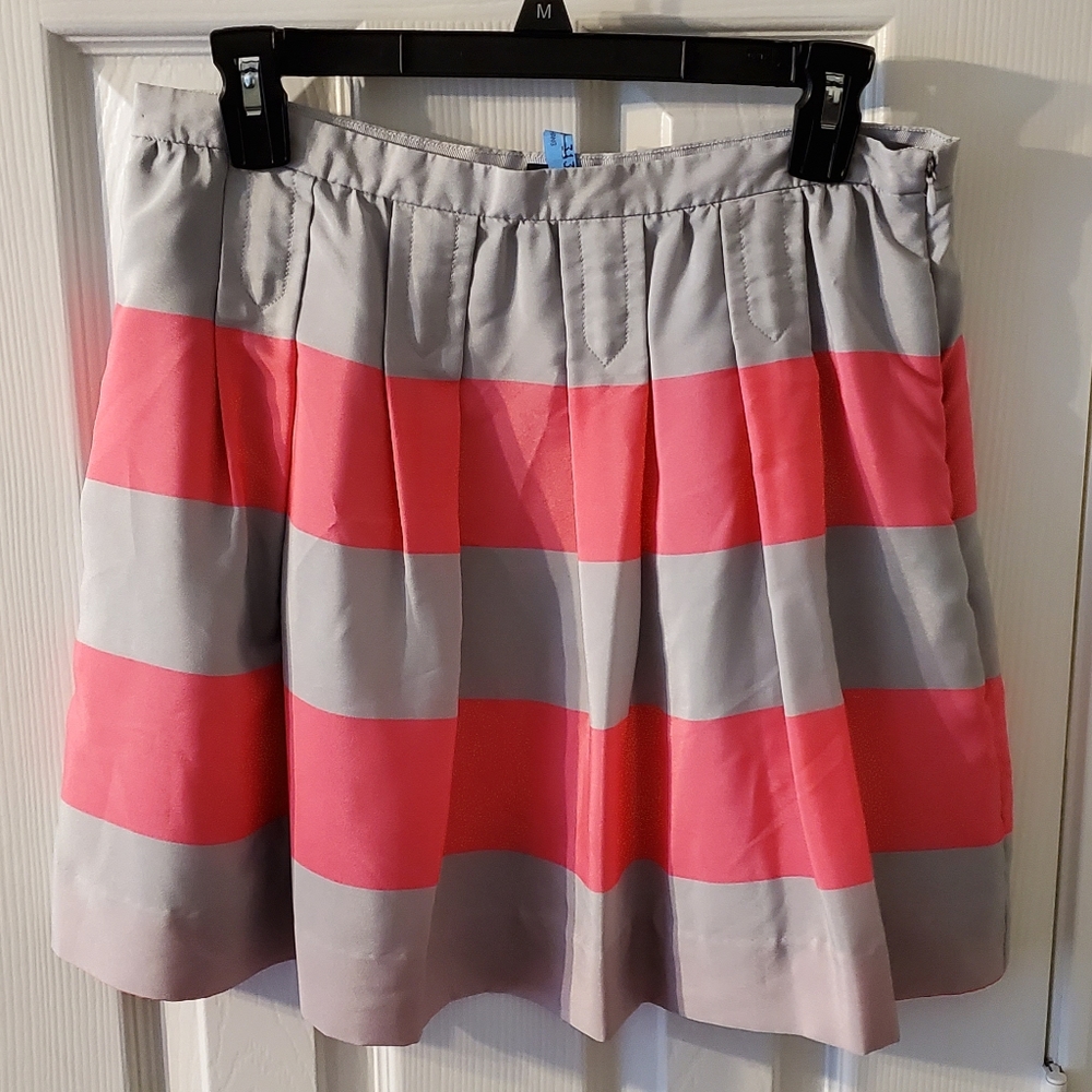J. Crew Striped Pleated Mini Skirt sz 6